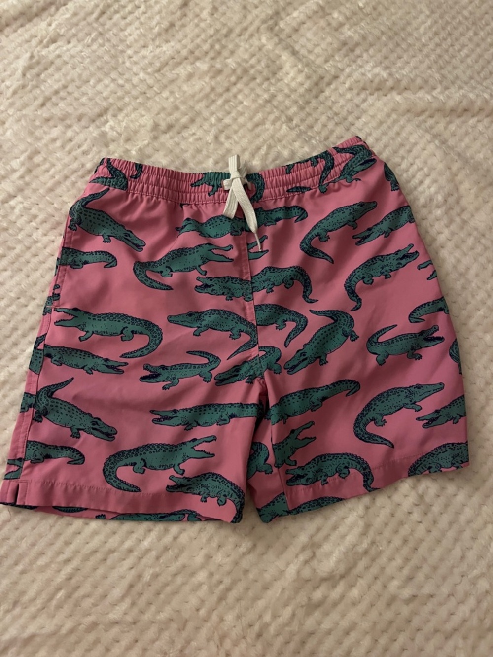 chubbies Kids Swim Trunks Pink with Teal Alligator Print